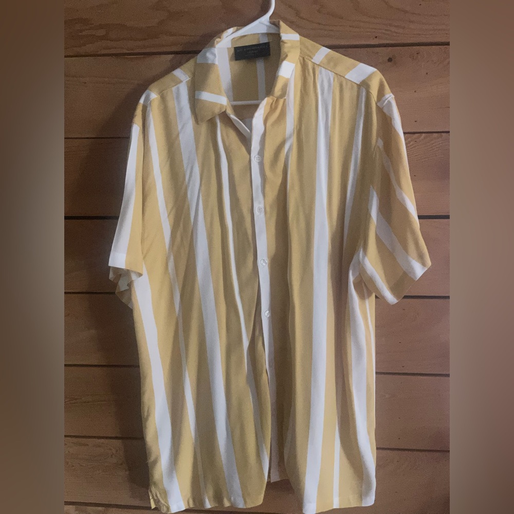 Yellow and white striped button down